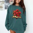 Red Roses Flowers Book Floral Comfort Colors Sweatshirt Chalky Mint
