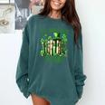 Retro Book Lucky Reading Teacher St Patrick's Day -Adults Small Cotton Blend Polyester Blend Short Sleeve Comfort Colors Sweatshirt Chalky Mint