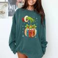 Retro Christmas Ornament Book Christmas Teacher Librarian Comfort Colors Sweatshirt Chalky Mint