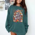Retro Floral Red & Booked Library Reading 4th Of July Comfort Colors Sweatshirt Chalky Mint