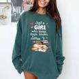 Retro Just A Girl Who Love Dogs Books And Coffee Bookworm Comfort Colors Sweatshirt Chalky Mint