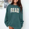 Retro Read Floral Reading Bookworm Librarian Book Lover Comfort Colors Sweatshirt Chalky Mint