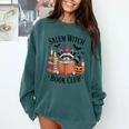 Salem WItch Book Club Halloween Raccoon Witch Reading Book Comfort Colors Sweatshirt Chalky Mint