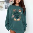She Blooms Among The Pages Women Mom Wife Floral Book Lover Premium Tri-Blend Comfort Colors Sweatshirt Chalky Mint