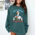 Silly Goose With Books Teacher Club School Educator Comfort Colors Sweatshirt Chalky Mint