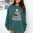 Skeleton Reading Book Anxious Stressed True Crime Obsessed Comfort Colors Sweatshirt Chalky Mint