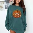 Smart Book Pumpkin Retro Fall Teacher Reading Halloween Comfort Colors Sweatshirt Chalky Mint