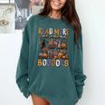 Spooky Halloween Bookshelf Bookcase Read More Books Comfort Colors Sweatshirt Chalky Mint