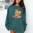 Squirrel Reading Book Glasses Bookworm Librarian Comfort Colors Sweatshirt Chalky Mint