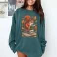 Squirrel Reading Book Lovers Fall Leaves Library Books Comfort Colors Sweatshirt Chalky Mint