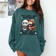 Teacher Bookworm Book Lover Panda Reading Book Librarian Tee Comfort Colors Sweatshirt Chalky Mint