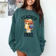 Teacher Snail With Glasses On Books Cute Pre-K Kindergarten Comfort Colors Sweatshirt Chalky Mint Teacher Snail With Glasses On Books Cute Pre-K Kindergarten Comfort Colors Sweatshirt Chalky Mint