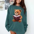Teddy Bear Reading a Book Comfort Colors Sweatshirt Chalky Mint