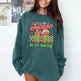 Tis The Season Book Reading Gingerbread Teacher Librarian Comfort Colors Sweatshirt Chalky Mint