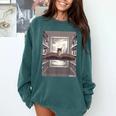 Totally Weird Tees Cat Library Book Reading Literary Comfort Colors Sweatshirt Chalky Mint