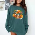 Turkey Reading Books Fall Thanksgiving Teacher Librarian Comfort Colors Sweatshirt Chalky Mint
