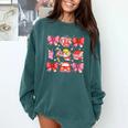 Valentine Cupid Coquette Pink Bow Apple Books Teacher Comfort Colors Sweatshirt Chalky Mint
