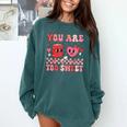 Valentine Day Book You Are Too Sweet Librarian Teacher Kids Comfort Colors Sweatshirt Chalky Mint