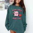 Valentines Day Book Read Your Heart Out Women Men Kids Comfort Colors Sweatshirt Chalky Mint