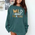 Wild About Reading Animal Bookworm Library Book Lover Reader Comfort Colors Sweatshirt Chalky Mint