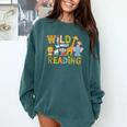 Wild About Reading Kid Love Wild Animal Books Back To School Comfort Colors Sweatshirt Chalky Mint