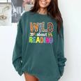 Wild About Reading Library Day Reading Books & Bookworm Comfort Colors Sweatshirt Chalky Mint Wild About Reading Library Day Reading Books & Bookworm Comfort Colors Sweatshirt Chalky Mint