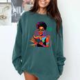Woman Reading Book Lover Geometric Girl Afro History Comfort Colors Sweatshirt Chalky Mint