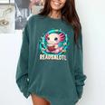 Women's Readsolotl Kawaii Axolotl Reading Book Lover Comfort Colors Sweatshirt Chalky Mint