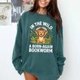 Women's Wild About Reading Book Reader Lion Zoo Animals Kids Comfort Colors Sweatshirt Chalky Mint