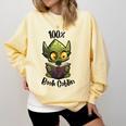 100 Book Goblin Cute Book Reader And Library Lover Comfort Colors Sweatshirt Blue Spruce