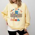 100 Days In The Books Celebration Retro School Comfort Colors Sweatshirt Blue Spruce