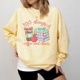 100 Days Of Coffee And Chaos Coquette Bow Book Apple Comfort Colors Sweatshirt Blue Spruce