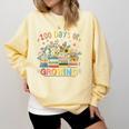 100th Day Of School Teacher Floral Books 100 Days Of Growing Comfort Colors Sweatshirt Blue Spruce