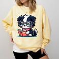 Adorable Book Lover Border Collie With Reading Glasses Cute Raglan Baseball Tee Comfort Colors Sweatshirt Blue Spruce