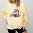 Adorable Book Lover Dragon Read Books Be Kind Stay Weird Comfort Colors Sweatshirt Blue Spruce