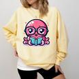 Adorable Book Lover Octopus With Reading Glasses Cute Comfort Colors Sweatshirt Blue Spruce Adorable Book Lover Octopus With Reading Glasses Cute Comfort Colors Sweatshirt Blue Spruce