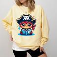 Adorable Book Lover Pirate With Reading Glasses Cute Comfort Colors Sweatshirt Blue Spruce