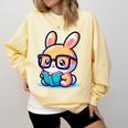 Adorable Book Lover Rabbit With Reading Glasses Cute Premium Comfort Colors Sweatshirt Blue Spruce Adorable Book Lover Rabbit With Reading Glasses Cute Premium Comfort Colors Sweatshirt Blue Spruce