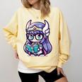 Adorable Book Lover Valkyrie With Reading Glasses Cute Comfort Colors Sweatshirt Blue Spruce
