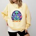 Alien Reader Reading Teacher Librarian Book Lover Comfort Colors Sweatshirt Blue Spruce