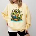 Alligator Reading a Book Animal Comfort Colors Sweatshirt Blue Spruce Alligator Reading a Book Animal Comfort Colors Sweatshirt Blue Spruce