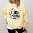 Astronaut Reading Book To Alien Moon Space Astronomy Comfort Colors Sweatshirt Blue Spruce