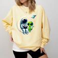 Astronaut Reading Book To Alien Shirt Moon Space Lover Kids Comfort Colors Sweatshirt Blue Spruce