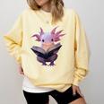 Axolotl Bookworm Reading Book Kawaii Graphic Comfort Colors Sweatshirt Blue Spruce
