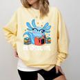 Axolotl Read Book Kawaii Reading Books For Men Women Comfort Colors Sweatshirt Blue Spruce