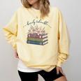 Barely Tolerable Book Lover Floral Quote Pride And Prejudice Comfort Colors Sweatshirt Blue Spruce