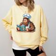 Bigfoot Reading a Cookbook Comfort Colors Sweatshirt Blue Spruce