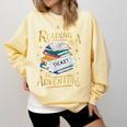 Book Adventure Library Student Teacher Book Comfort Colors Sweatshirt Blue Spruce