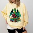 Book Dragon Reading Books Comfort Colors Sweatshirt Blue Spruce