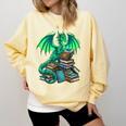 Book Dragon Reading Fantasy Comfort Colors Sweatshirt Blue Spruce